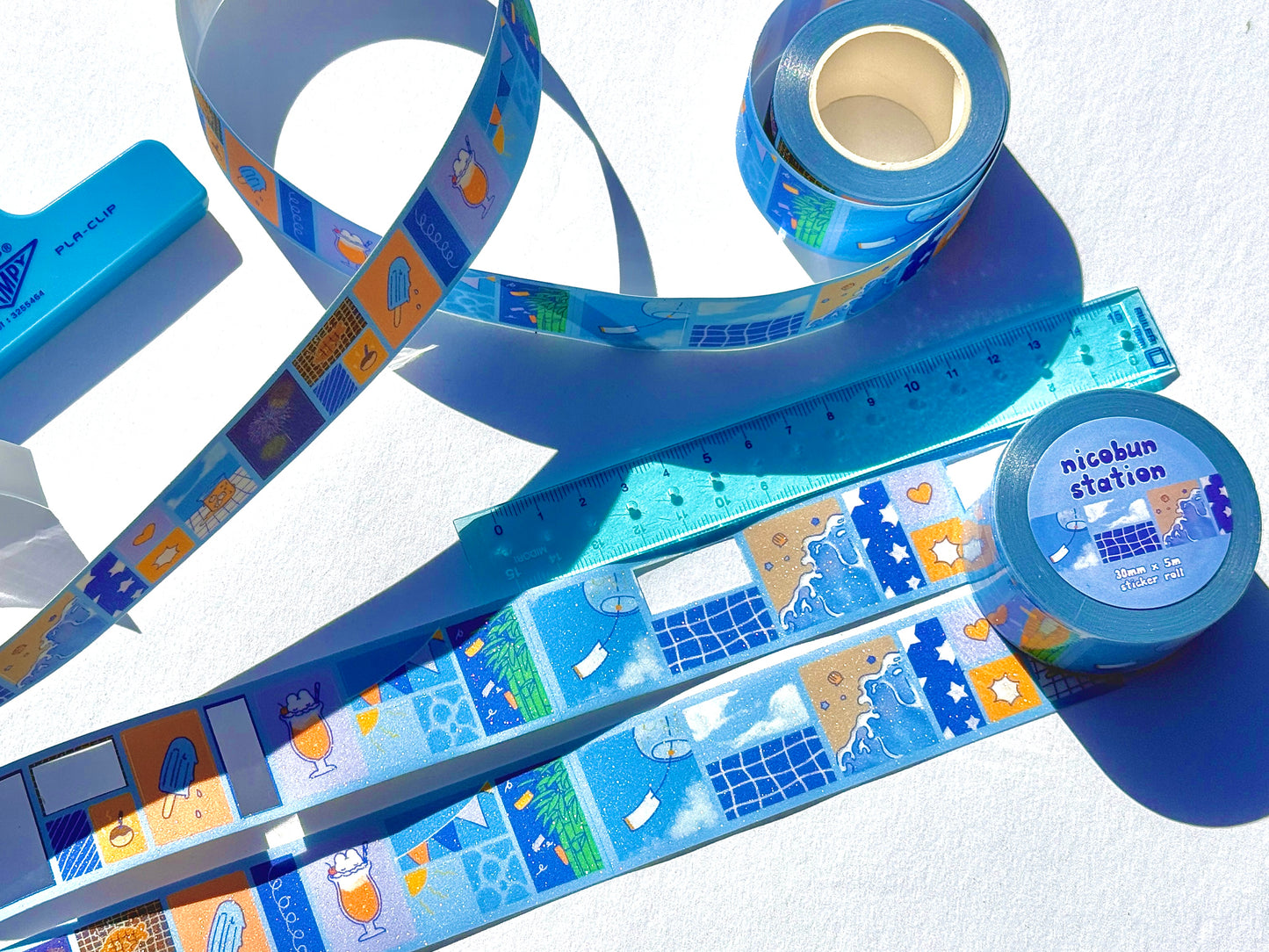 Blue Summer Sticker Roll